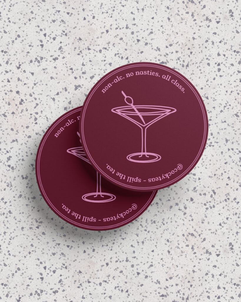 cocky tea branded coaster mockup