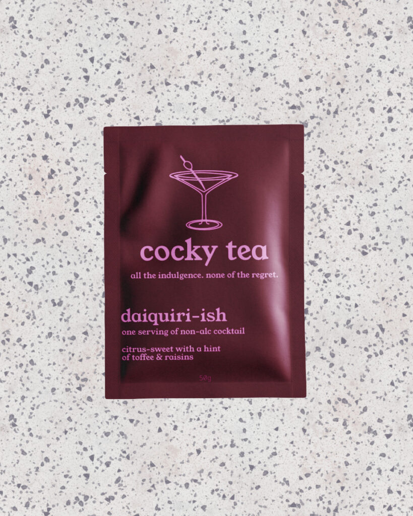 cocky tea branded powder sachet mockup